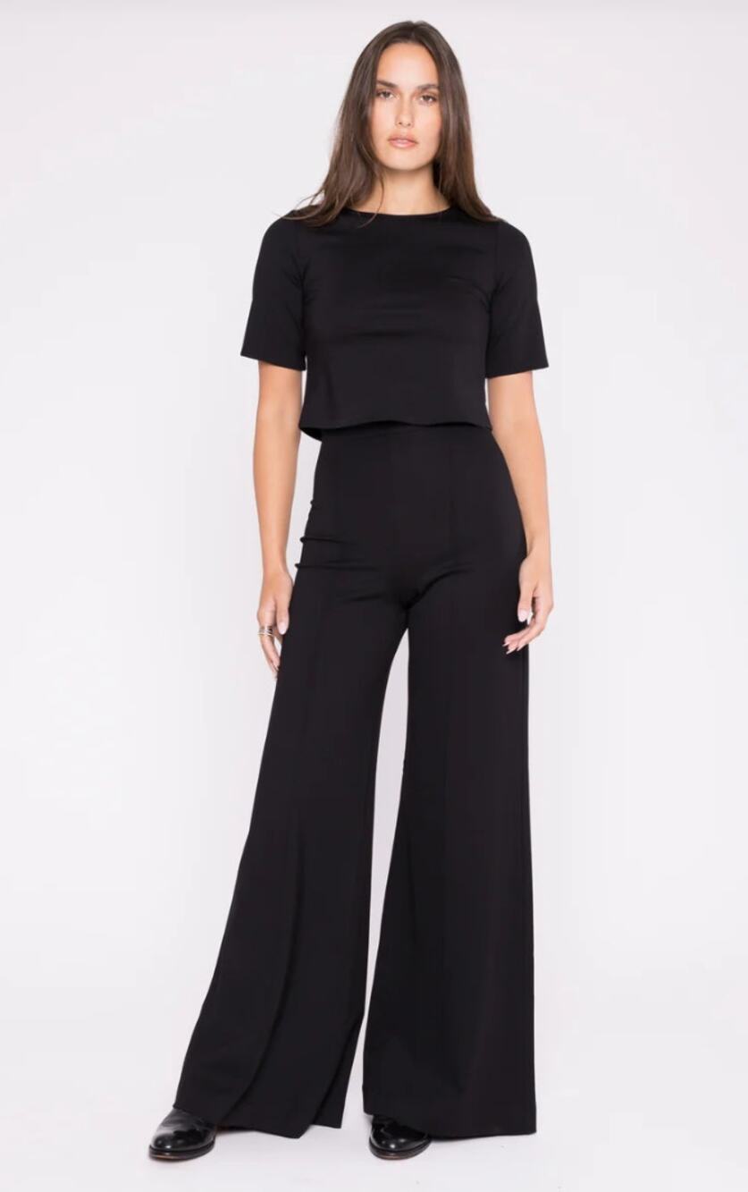 Ripley rader 2 Black Ponte Knit Long Wide Leg Pant